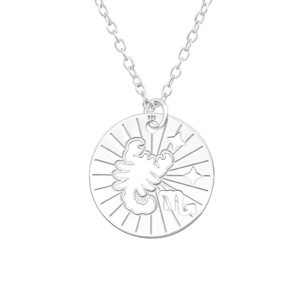 Sterling Silver Scorpio Laser Cutout Necklace 14mm